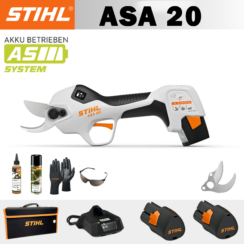 【STIHL】 ASA20*1, ličio baterija*2, laikymo dėžutė*1, pjovimo galvutė*1, įkroviklis*1