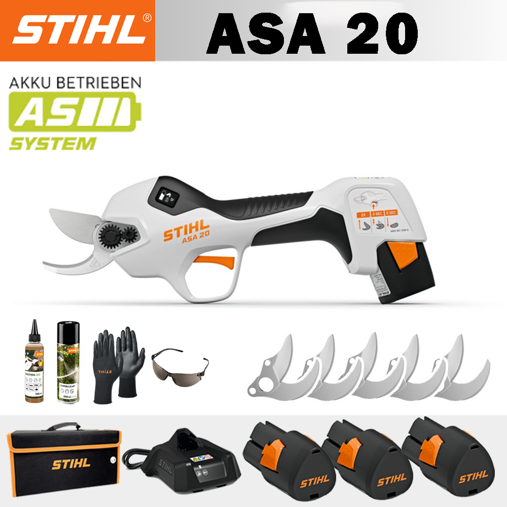 【STIHL】 ASA20*1, ličio baterija*3, laikymo dėžutė*1, pjovimo galvutė*5, įkroviklis*1